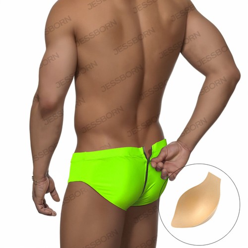 Sexy Herren Strand Bikini Badeslip niedriger Bund Reißverschluss hinten Bademode Badeanzüge - Bild 6 von 20