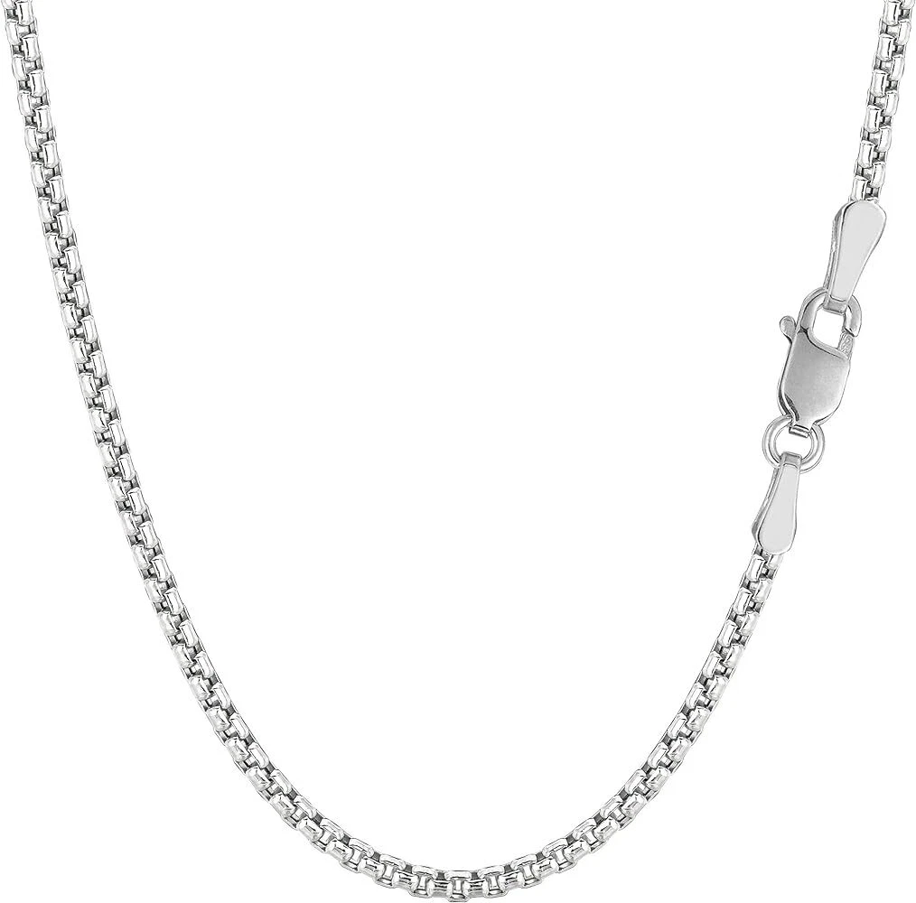 0.6mm 10k Solido Bianco Oro Catena Scatola Scatola Con Anello