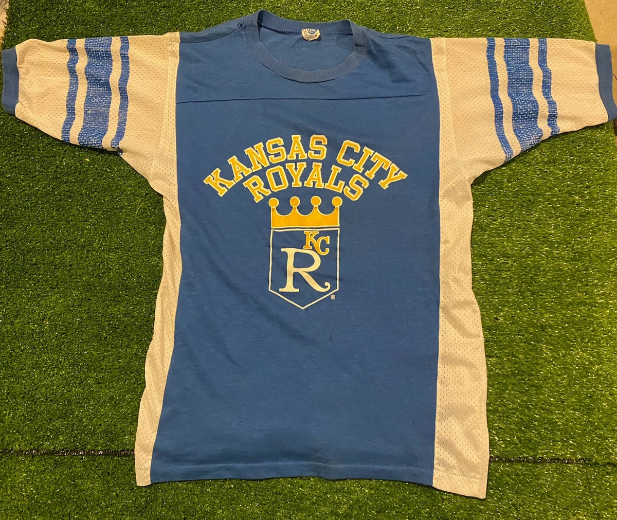 Vintage Artex Kansas City Royals arch logo mesh t-shirt blue 80's small