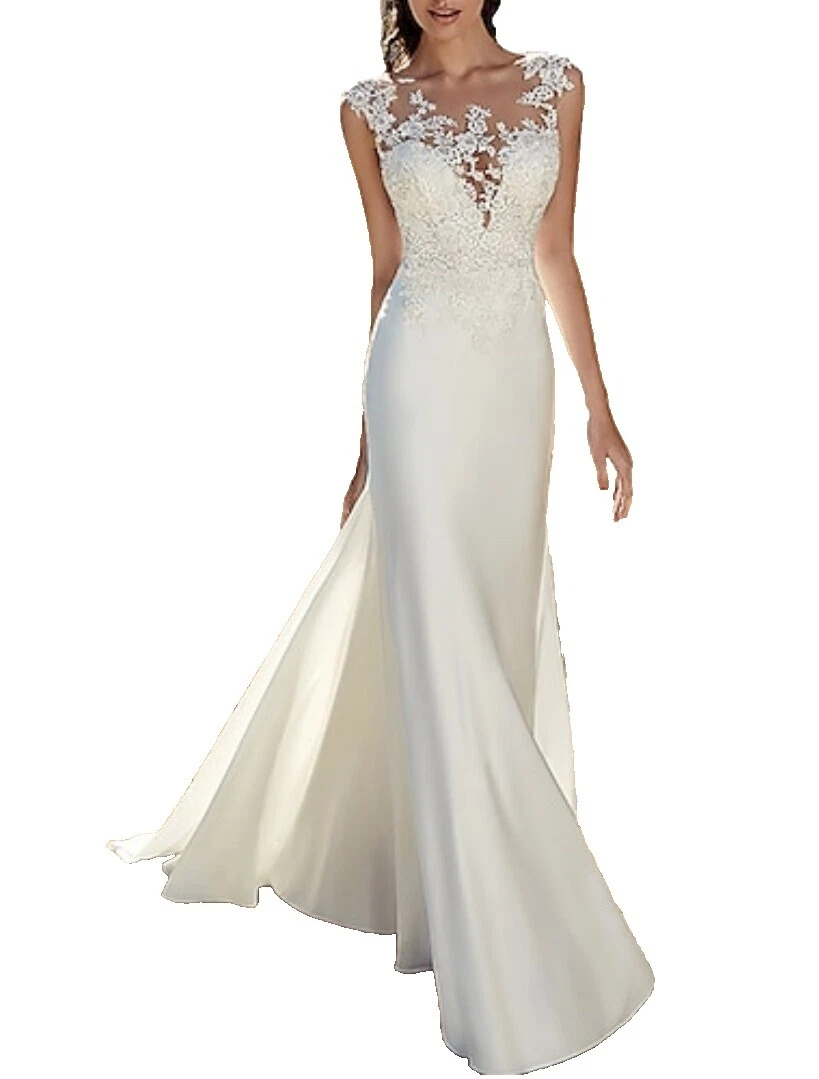 Vestidos de novia de tul vestido de playa Blanco