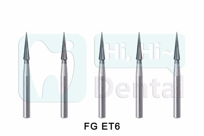 10Pcs Dental Carbide Burs Trimming Finishing Polishing Safe End Taper FG ET6
