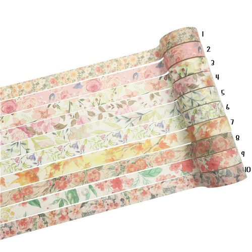 Floral Pattern Washi Tape 4M Nature Flower Scrapbooking Journaling Crafting Tape - Foto 23 di 37