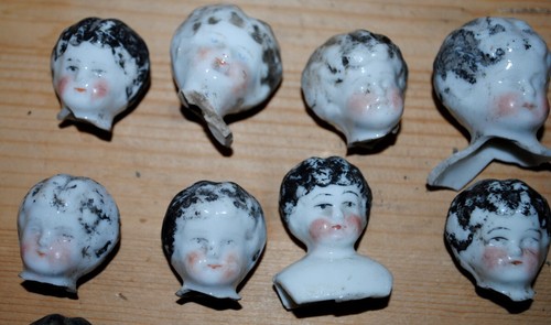 12 antique Germany doll heads frozen heads, painted 1880, 0602 - Picture 2 of 5