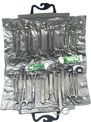 82 PCS Premium German Stainless Veterinary Instruments Set -Include Kelly Towel