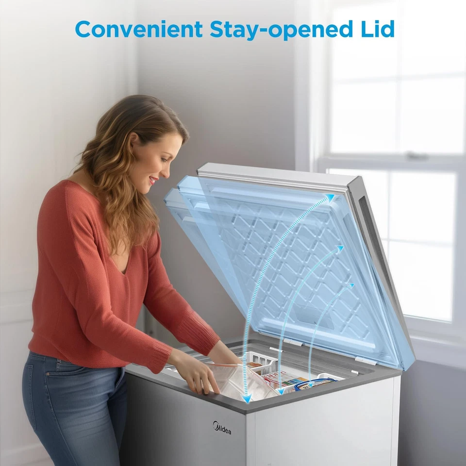 Congelador de pecho Midea MERC04C4BAWW 3,5 pies cúbicos, convertible en pies cúbicos, blanco Foto 2 de 4