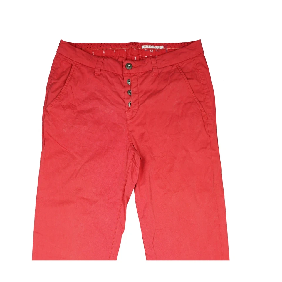 edc by ESPRIT Damen Jeans Hose Stoff Stretch Slim Chino XXS 32 W25 L30 rot dünn - Bild 2 von 4