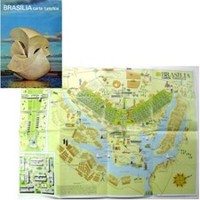 Brasilia carta turística 1960 esplanada super quadra Niemeyer carte map Brésil
