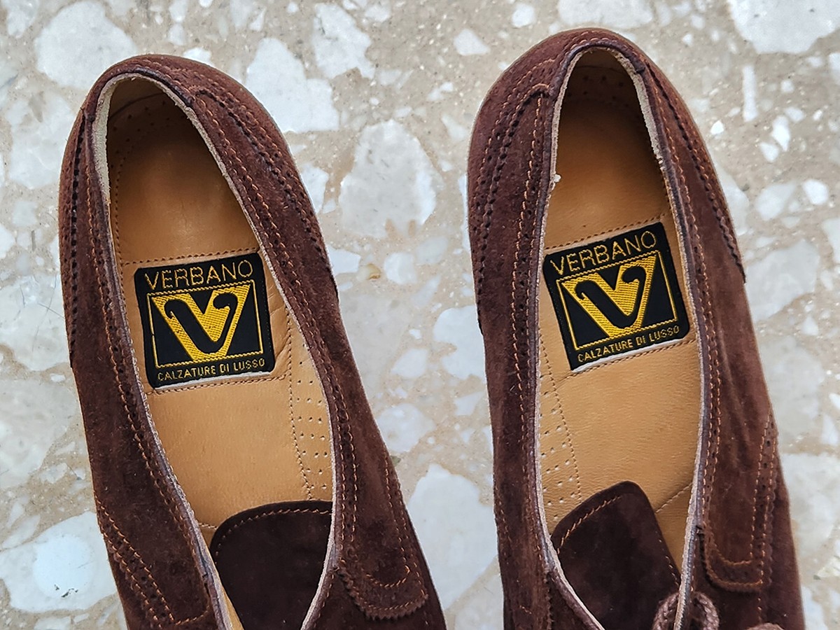 Vintage Verbano Brown Suede Oxford Shoes - Made in Italy  display picture 3