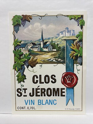 Clos St. Jérome Vin Blanc Wine Label - Burgundy, France H.R. Kortrijk 13491