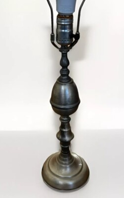 #ad #ad Vintage MCM International Pewter Table Lamp Colonial Candlestick 25” Electric $79.99