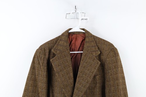 Vtg 60s 70s Streetwear Mens 40R Wool Tweed Geometric Suit Coat Blazer Jacket USA - Picture 2 of 18