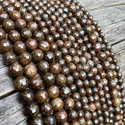 Echte facettierte Bronzit 8mm Edelsteinperlen 39cm Strang DIY Schmuck Armband - Bild 1 von 4