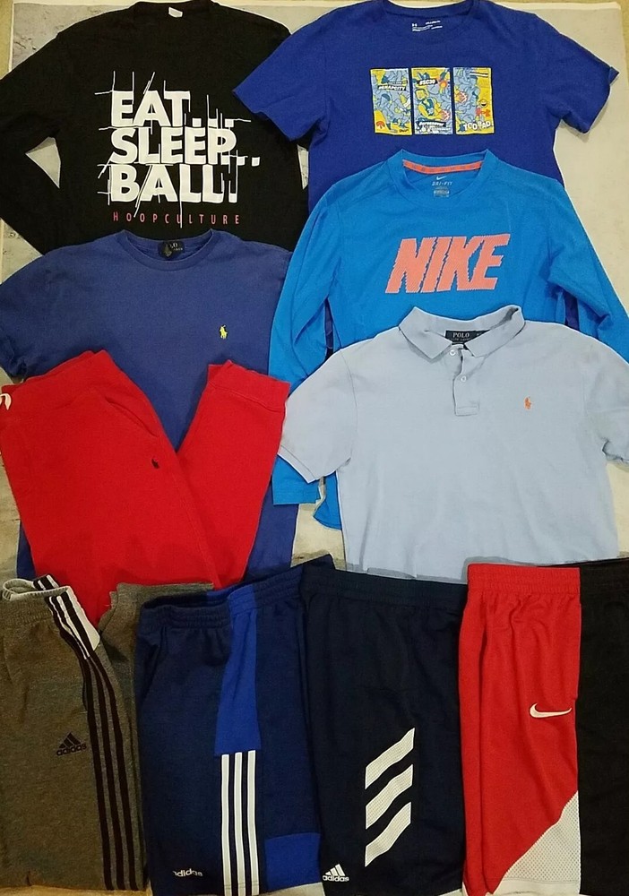 XL Boys 10-Piece Clothing Lot - Adidas Polo, Nike & Under Armour