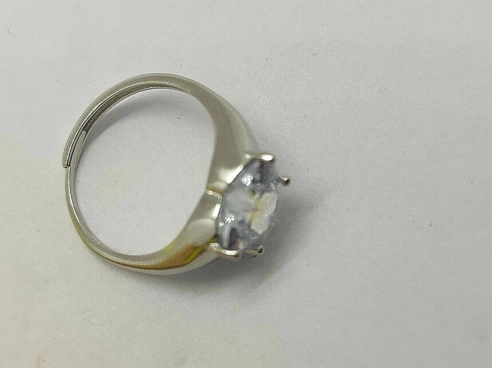 ANELLO donna in argento 925 misura regolabile cuore pietra bianca brillante - Immagine 3 di 4