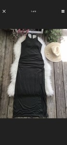 racer back ruched maxi dress