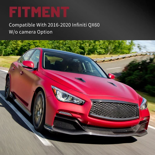 For Infiniti Q50 2018-2020 2021 Gloss Front Bumper Grill Upper Grille W/O Sensor - Picture 6 of 14