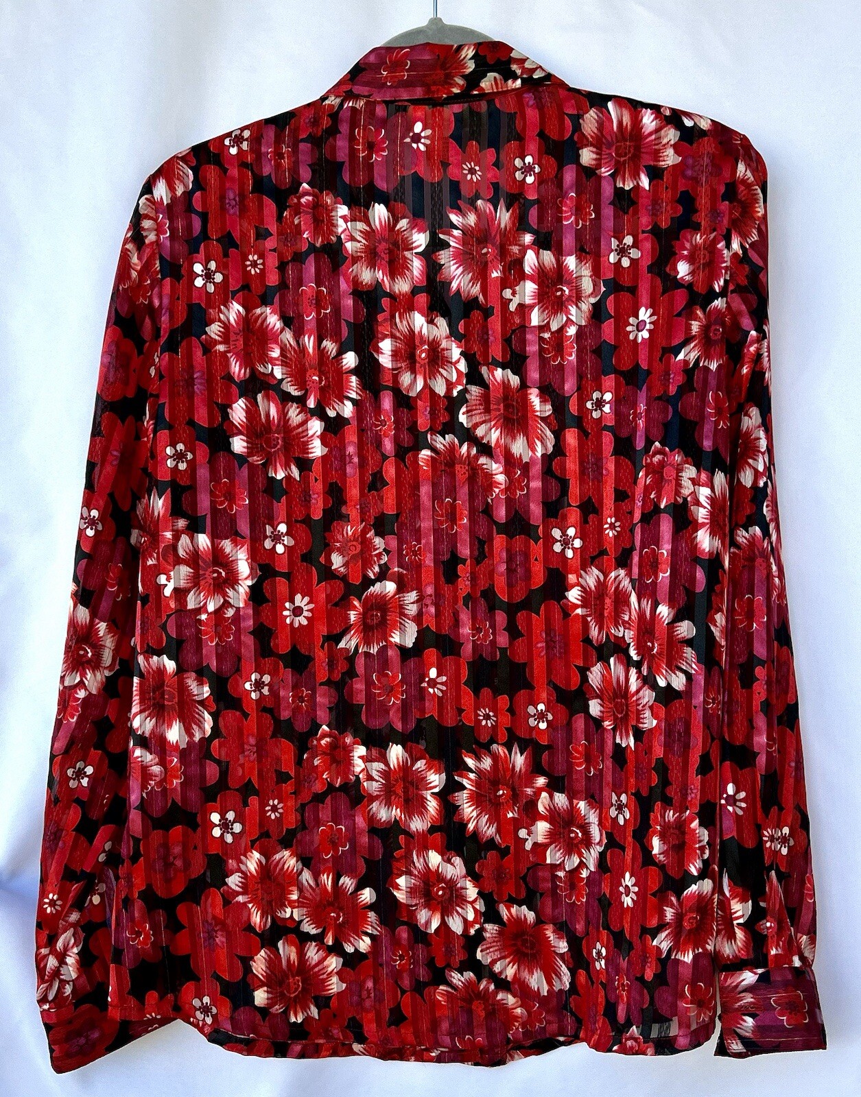 SAINT LAURENT Top blusa Yves St. Clair stampa floreale taglia 14 vintage poliestere multicolore