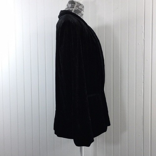 Ro & De Black Crushed Velvet Blazer Jacket Womens Medium Open Front - Picture 3 of 12