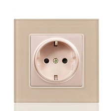 1 PCS 16A EU Standard Electrical Outlet Crystal Glass Panel Power Wall Socket
