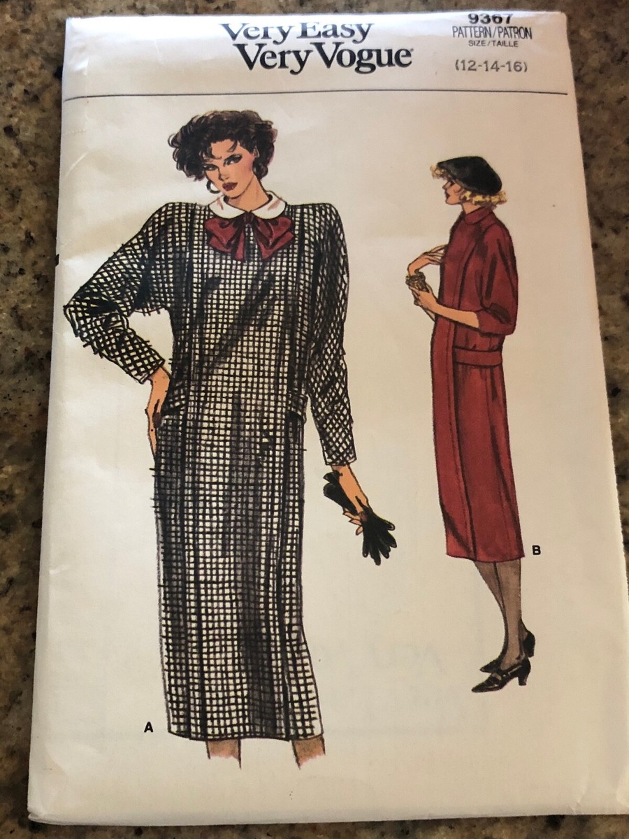 VOGUE #9367 - LADIES STRAIGHT WINTER DRESS IN TWO LENGTHS PATTERN  12-16 FF | eBay