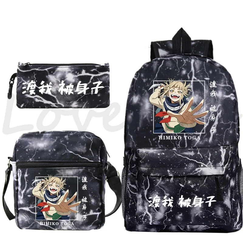 Hero Anime Himiko Toga Backpack Set 3pcs School Bags Knapsack