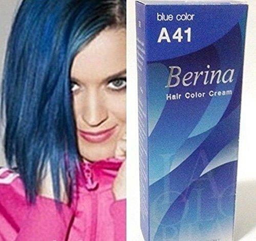 Berina Permanent Hair Dye Color Cream # A41 Blue Made in Thailand