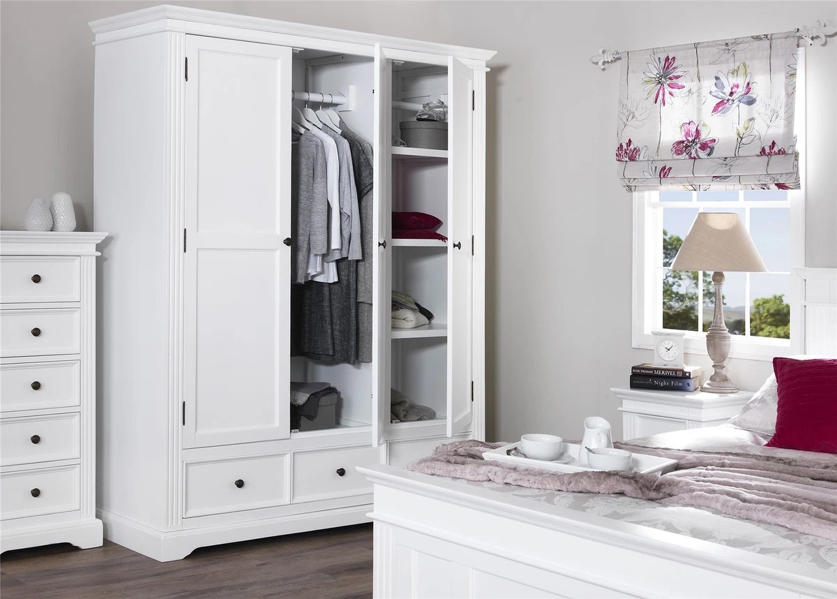 Gainsborough Triple wardrobe.Quality white 3 door wardrobe with shelves drawers