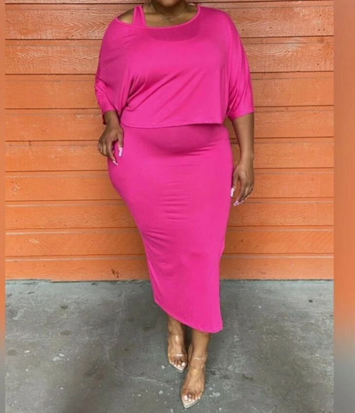 pink plus size dresses