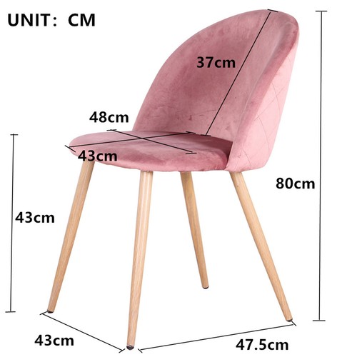 Pack de 4 Sillas Tapizada en Terciopelo Asiento Mueble Interior Comedor Rosa - Imagen 4 de 11