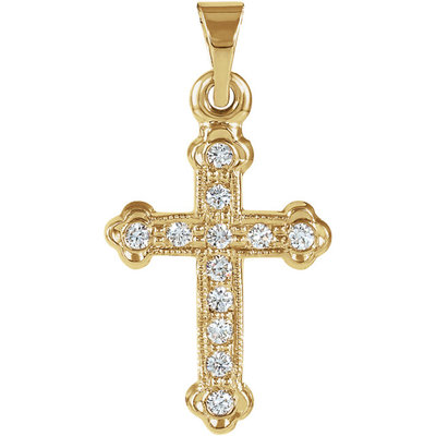 Diamond Cross Pendant In 14K Yellow Gold (16.00x11.50mm) | eBay
