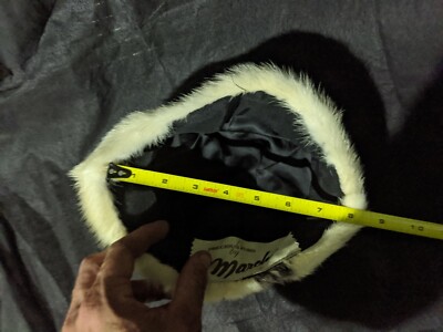 Precious Furs by Marche Mink Fur Hat Off White Black Accent  display picture 1