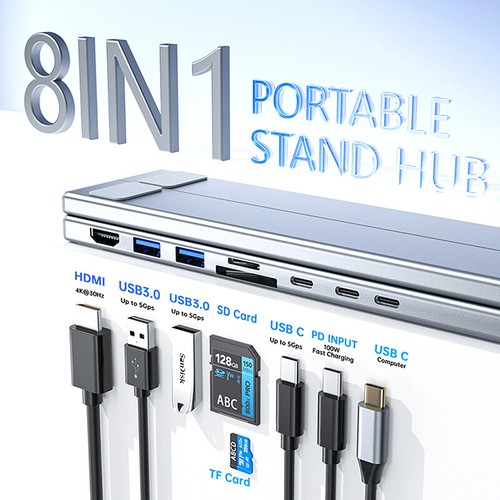 Universal Type-C Laptop Holder With HUB Computer Stand Bracket HDMI SD TF - Photo 2/12