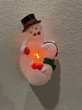 Snowman and Child Marshmallow Flicker Bulb Nightlight Night Lite Acrylic