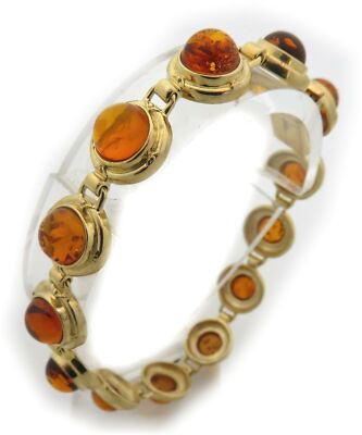 Neuf Femmes Bracelet Vrai Ambre en Or 333 Bernsteinarmband or Jaune Qualité