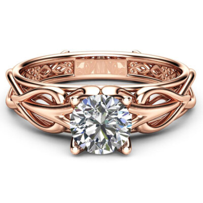 Charm Rose Gold Filled Rings for Women Jewelry Cubic Zirconia Size 6-10
