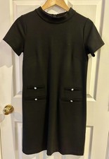Talbots Black Classic Short sleeve Dress With Silver Buttons Size 2