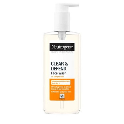 Neutrogena Clear & Defend Face Wash 200ml - 2% Salicylsäure reinigender Reiniger