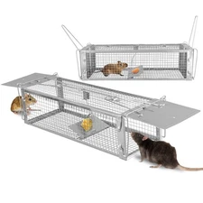 2-Door Humane Rat Cage Trap, Metal Live Animal Trap Cage, Small Humane Catch ...