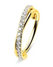 Melighting Double Nose Ring Hoop Cartilage Earring 316L Stainless Steel CZ 16G-2