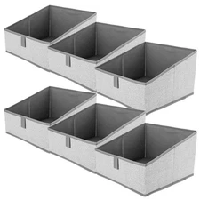 6 Pack Fabric Trapezoid Closet Organizer Bins Foldable Storage Baskets