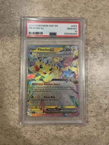 Pokémon Pikachu ex Full Art Holo Double Rare Sv08 Surging Sparks 057/191 PSA 10