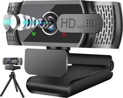 Full HD1080P Webcam mit Mikrofon und Stativ, Automatischer Lichtkorrektur, Neefe