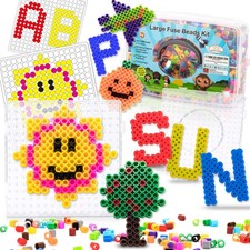 Fuse Beads kit of 1500 Large 10MM Melty Beads Perfect for Ages 4-7 with 48 Pa...