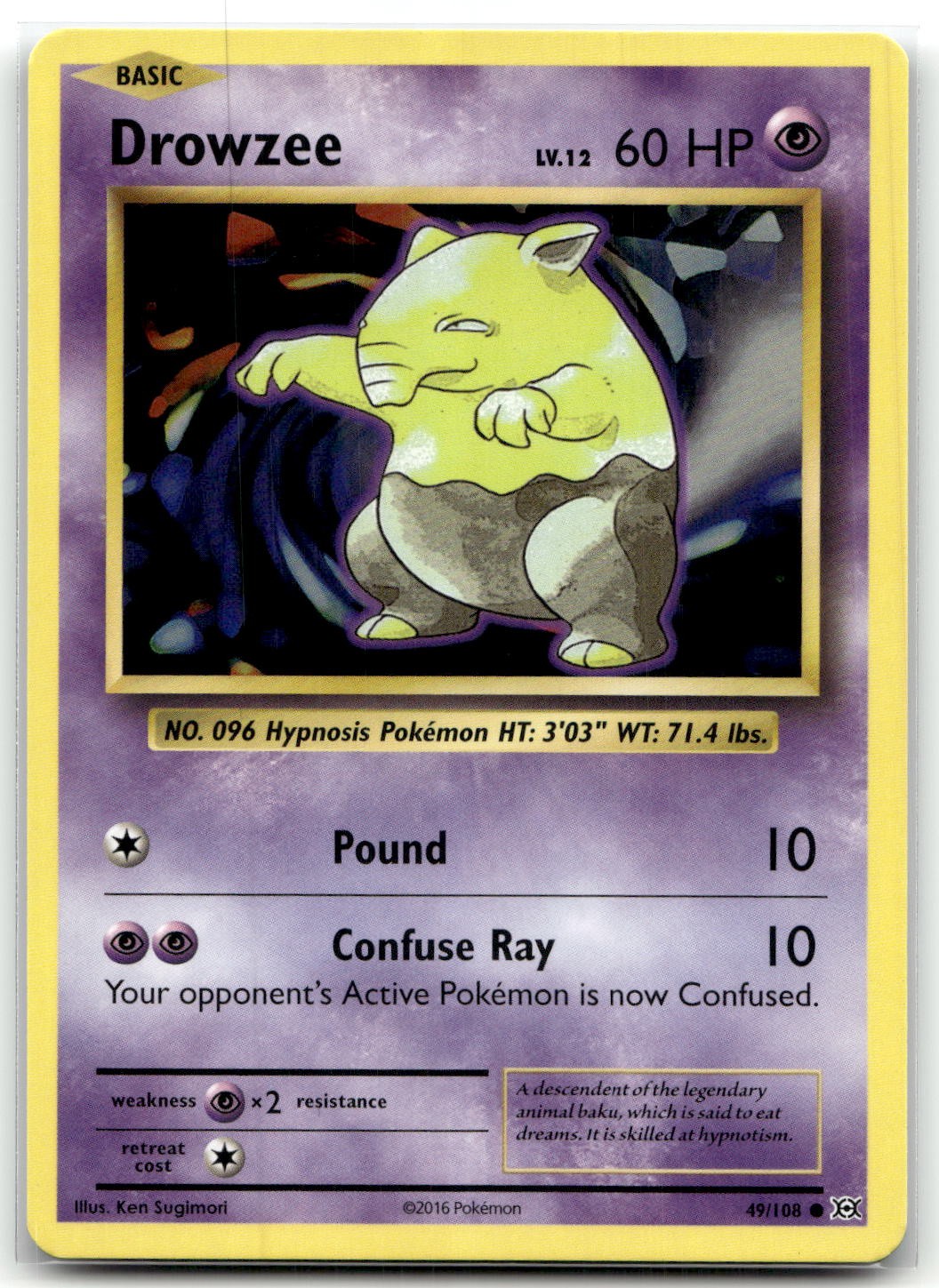 Drowzee 49/108 XY - Evolutions Common Pokemon TCG NM