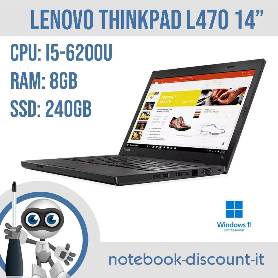 Lenovo ThinkPad L470 · i5-6200U · 8GB · 240GB, foto 1 di 5