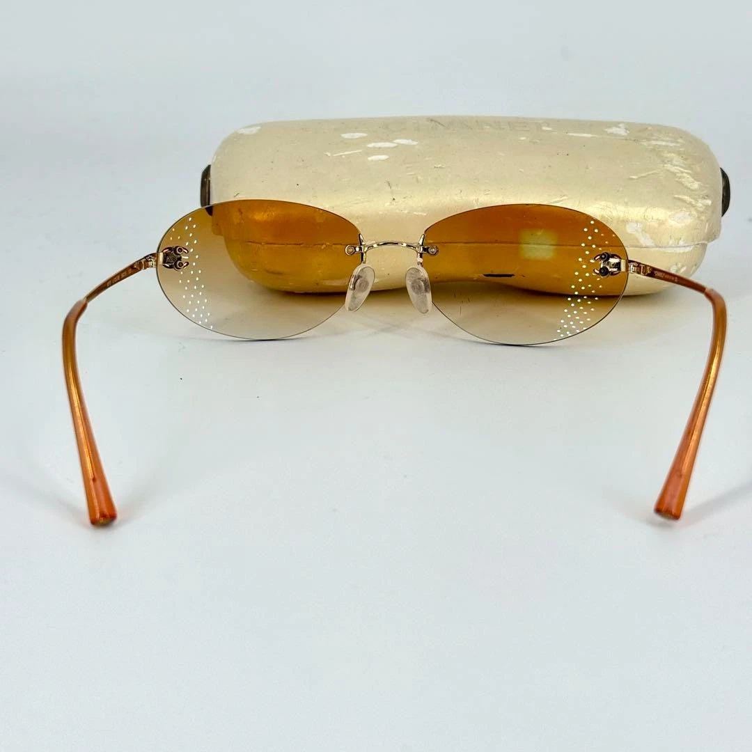 Chanel 4013 Rimless Sunglasses yellow gradient Coco Mark w/Case | eBay