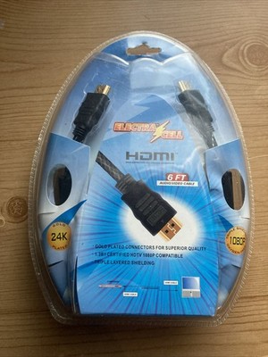 Electra Cell HDMI 6 Foot Audio Video Cable Gold Plated Connectors HDTV 1080P