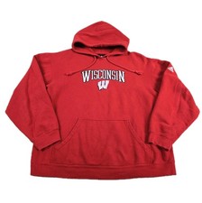 Adidas Wisconsin Badgers Hoodie Mens Large Red Embroidered Spell Out Oversized