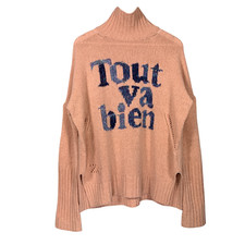 Zadig Voltaire Alma Jumper Small Pink Merino Wool Chunky Roll Neck Apres Ski