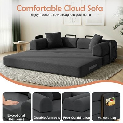 Oversized Chaise Lounge Chair Indoor, Boneless Couch Compressed Sofa Bed Foam